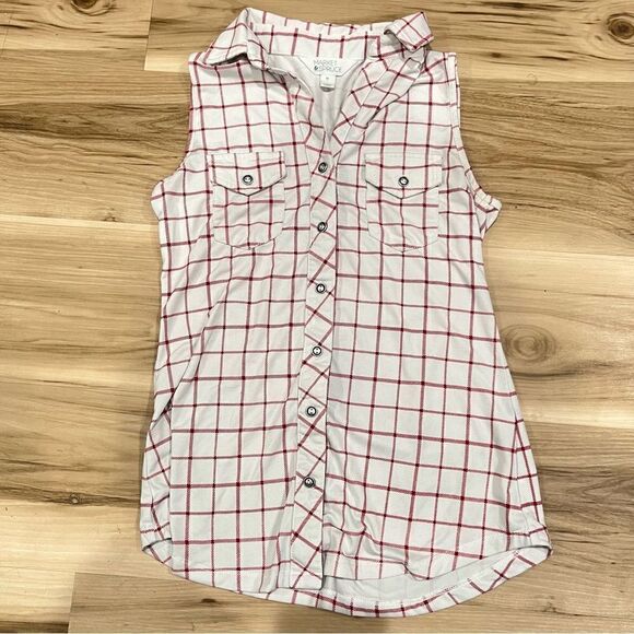 Stitch Fix Market & Spruce Button Up Sleeveless Plaid Top Women’s XS - Picture 1 of 4